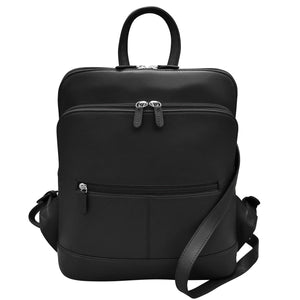 Smooth Leather Backpack - Black