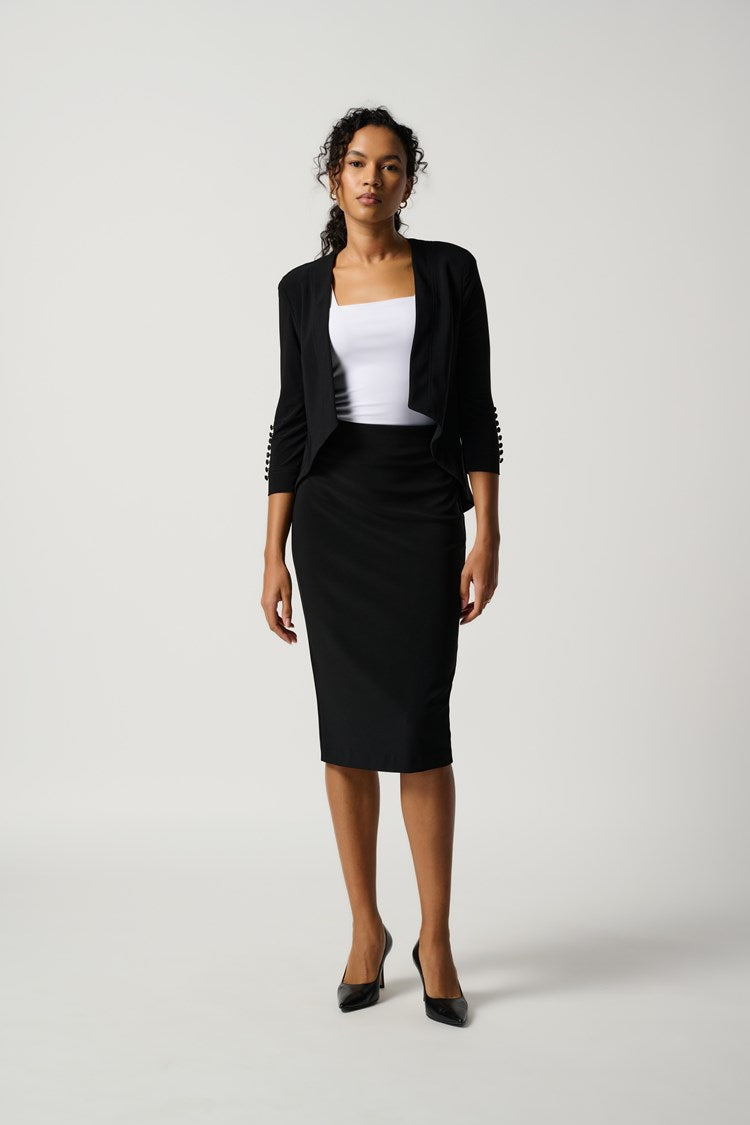 Recycled Brushed Jersey High Waisted Pencil Skirt - Black