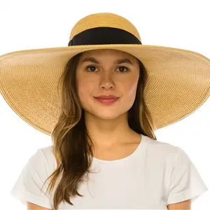 Oversized Straw Hat with Drawstring