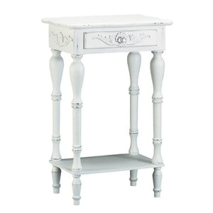 Simplicity Carved White Side Table