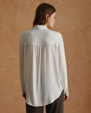 Ecru Flowy Crepe Shirt