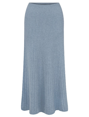 Sachia Long Ribbed Skirt in Cloud