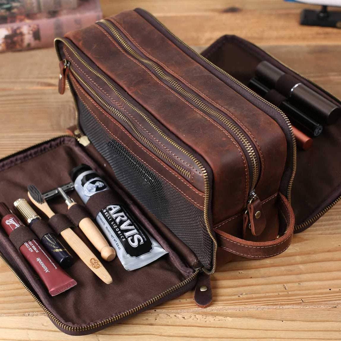 Leather toiletry bags online