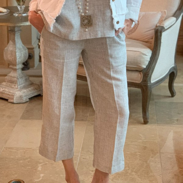 Belted pure linen wide-leg cropped pant, Contemporaine, Shop Women's  Capris Online in Canada