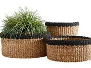 Black Rim Seagrass Cylinder Basket