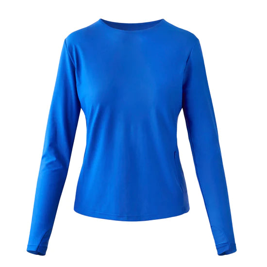 Plus Size Women's Split-Neck Long Sleeve Swim Tee with Built-In Bra by Swim  365 in Blue Tie Dye Swirl (Size 40)
