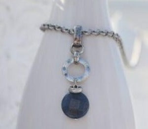 Blue Jade Faceted Pendant Necklace
